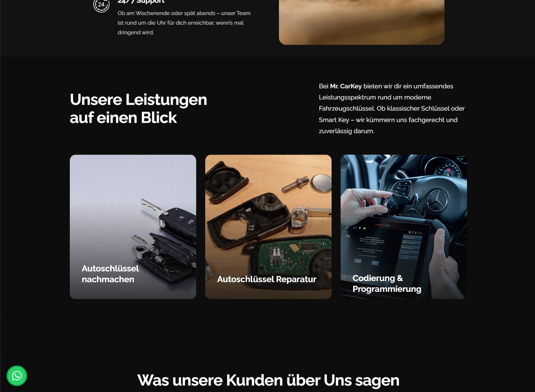 Leistungsübersicht für Autoschlüssel Reparatur und Codierung