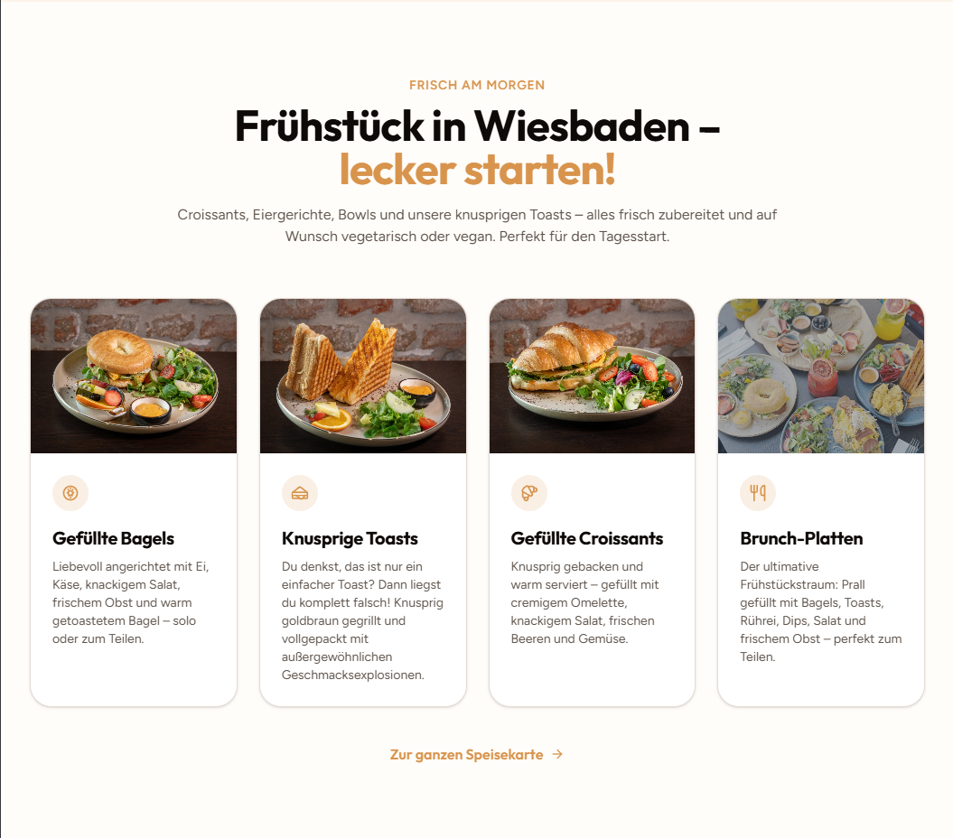 Responsive Webdesign für das Frühstücksangebot des Toastclub Wiesbaden